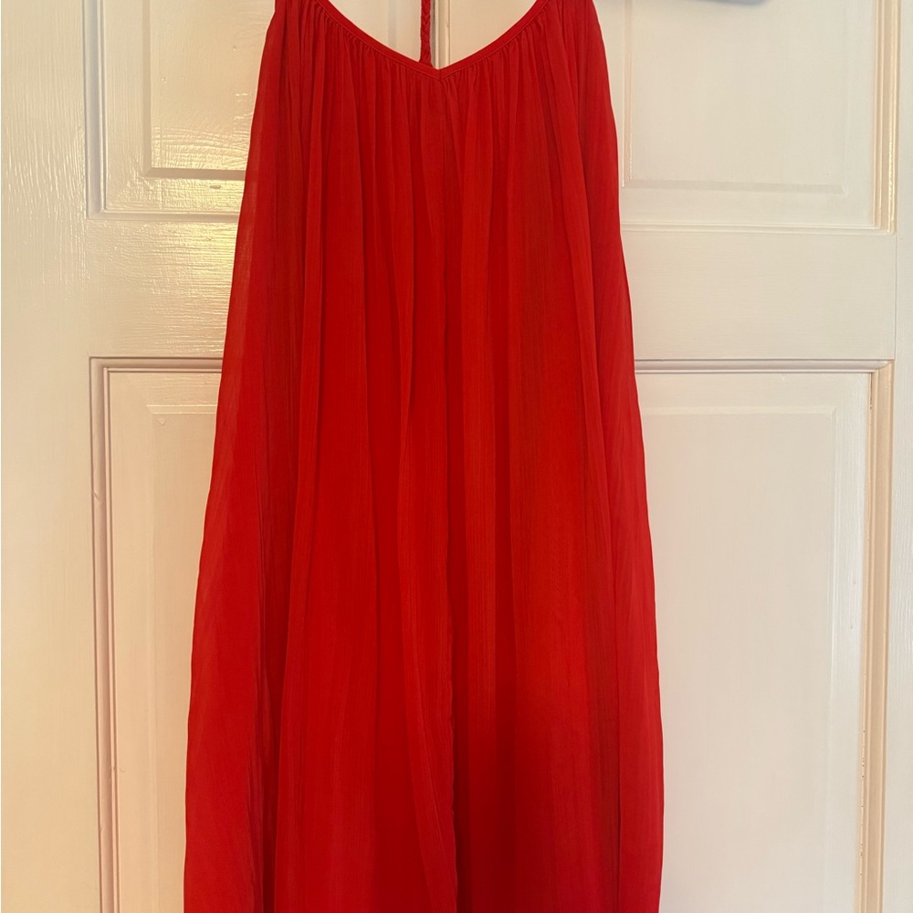 Vibrant Red Halter Dress